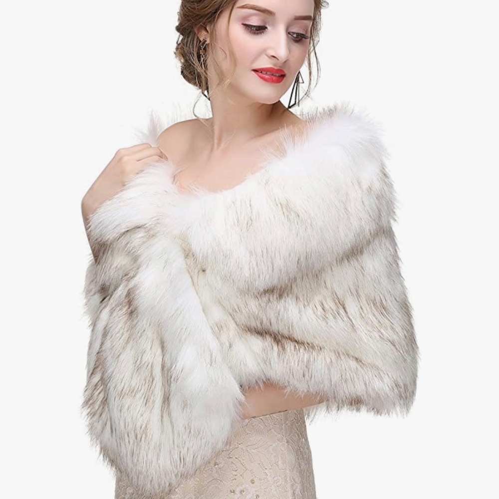 Faux fox fur shawl